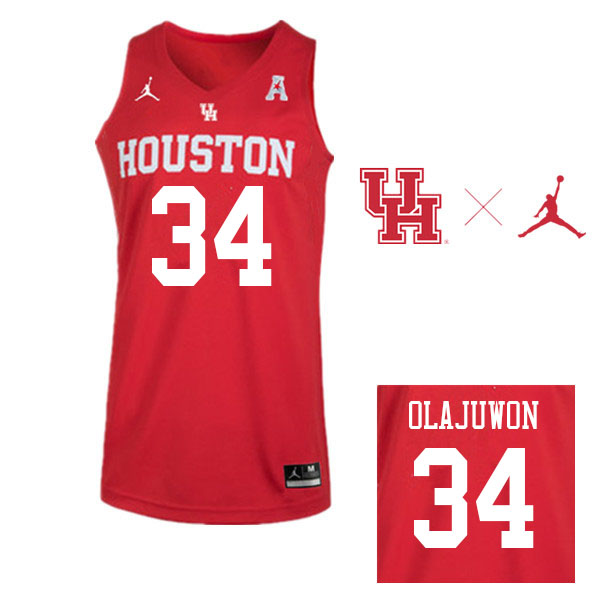 Jordan Brand Men #34 Hakeem Olajuwon Houston Cougars College Basketball Jerseys Sale-Red